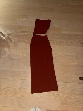 Zara rust textured knit two-piece set